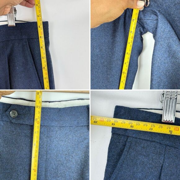 Paul Frederick Men’s 36x29 Navy Blue Pleated Dress Pants Cuffed Wool Cashmere - Picture 10 of 14